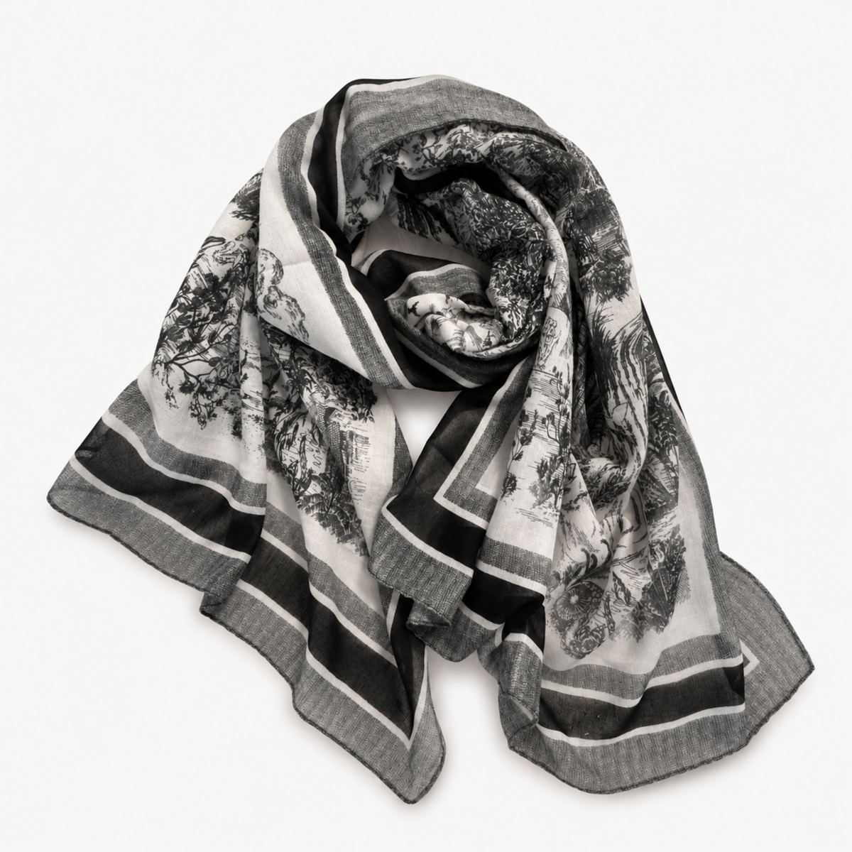 Ellison+Young - Ellison+Young Viscose Oversized Wrap Scarf, Lightweight Shawl
