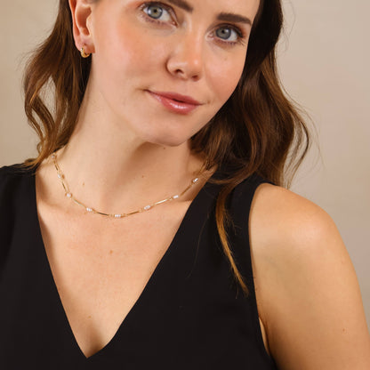 GoldFi - 18K Gold Filled Pearl Bead & Straw Necklace