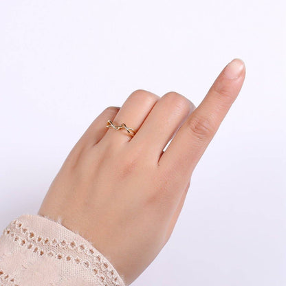 Aim Eternal - Simple Wave Gold Filled adjustable Ring R-250