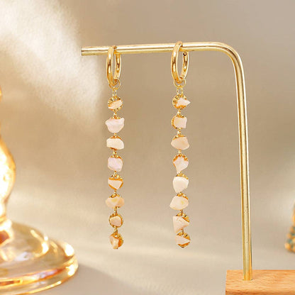 Dipped Shop - Trendy Natural Shell Beaded Long Dangle Earrings DP26H893