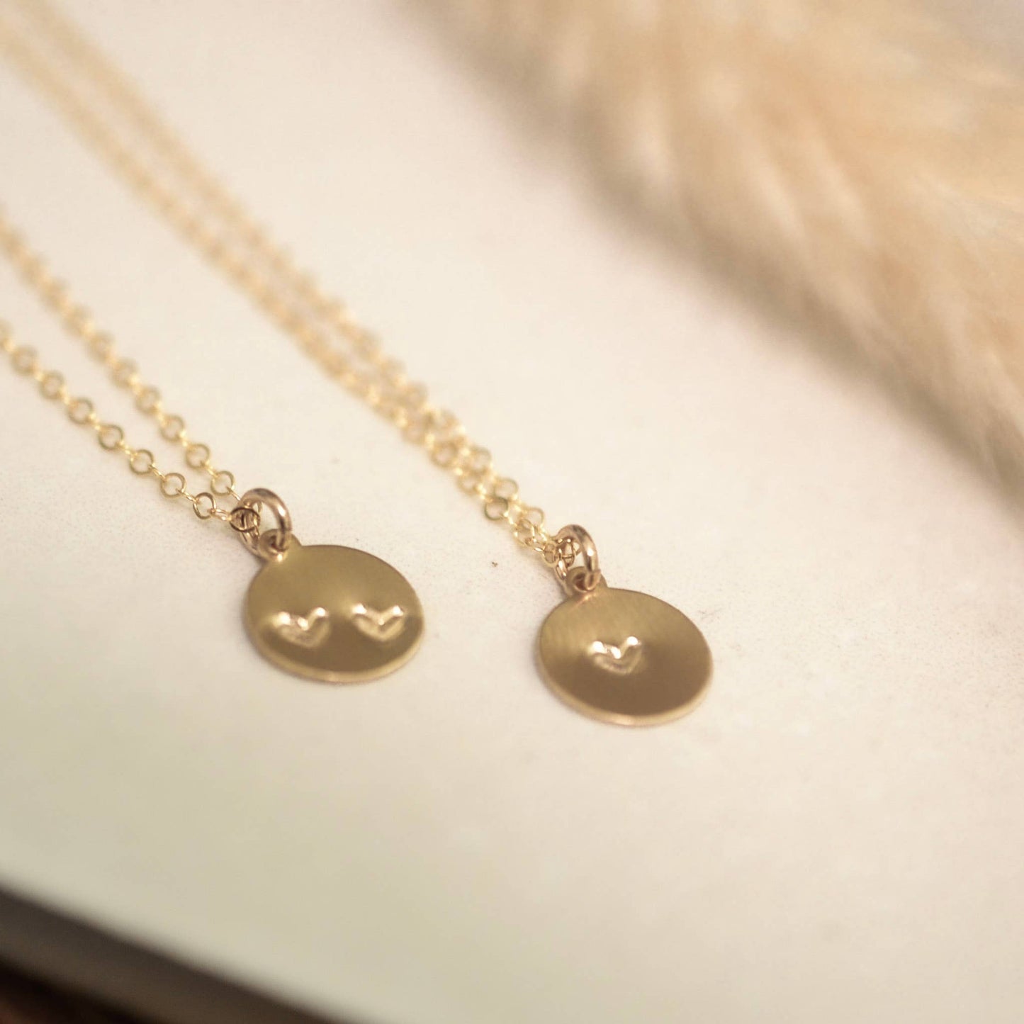 Sela+Sage - Double Heart Necklace, Two Matte Coin Pendant Necklace (2)