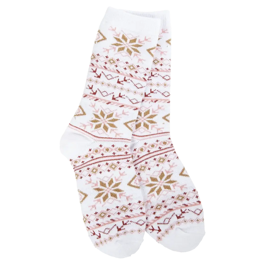 World's Softest® Socks - Fair Isle White Mini Crew