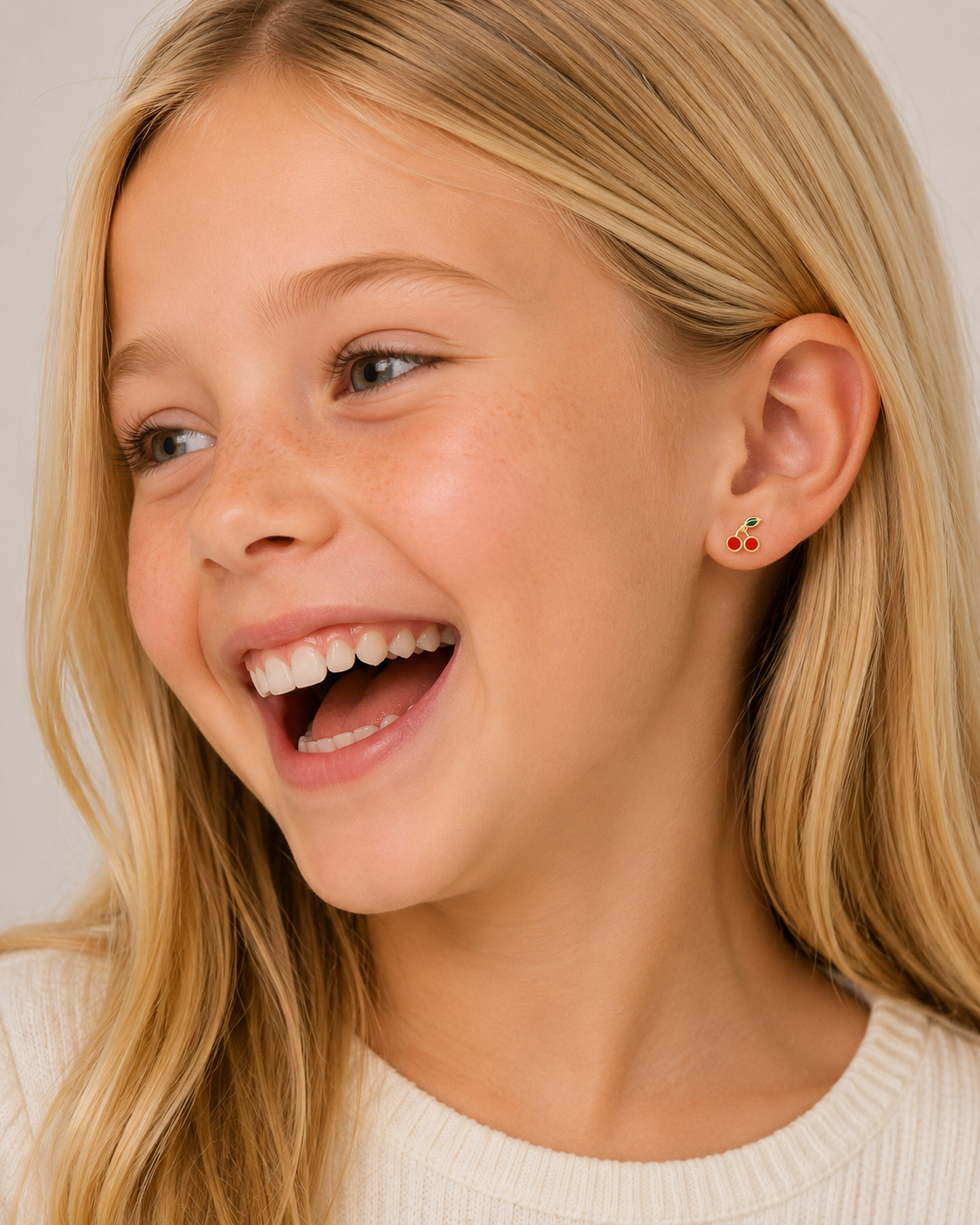 JaxKelly - Cherry Enamel Flat Back Kids Earrings