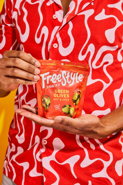 Freestyle Snacks - Hot & Spicy Green Olives 4oz - Freestyle Snacks