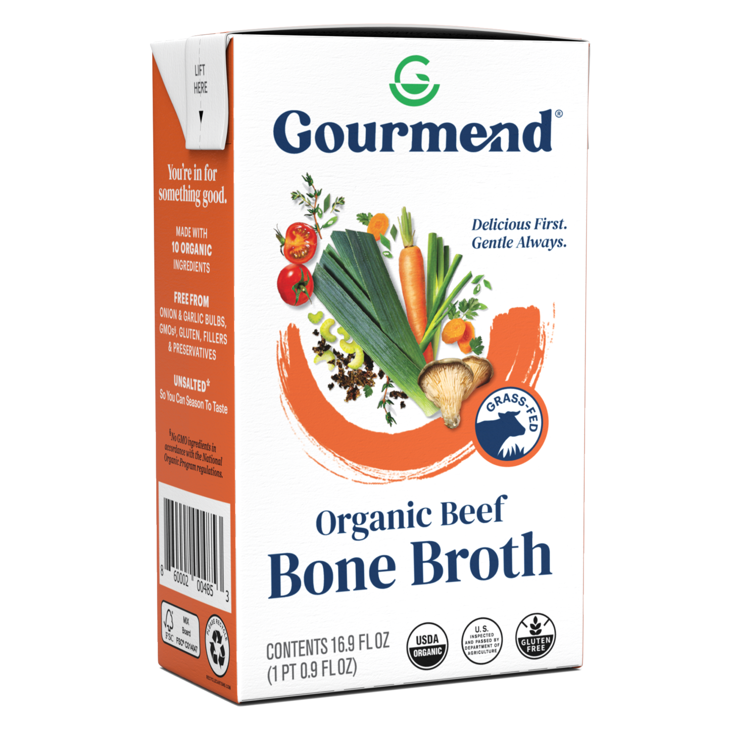 Gourmend Foods - Beef Bone Broth (Organic, Just 10 Ingredients, Low FODMAP)