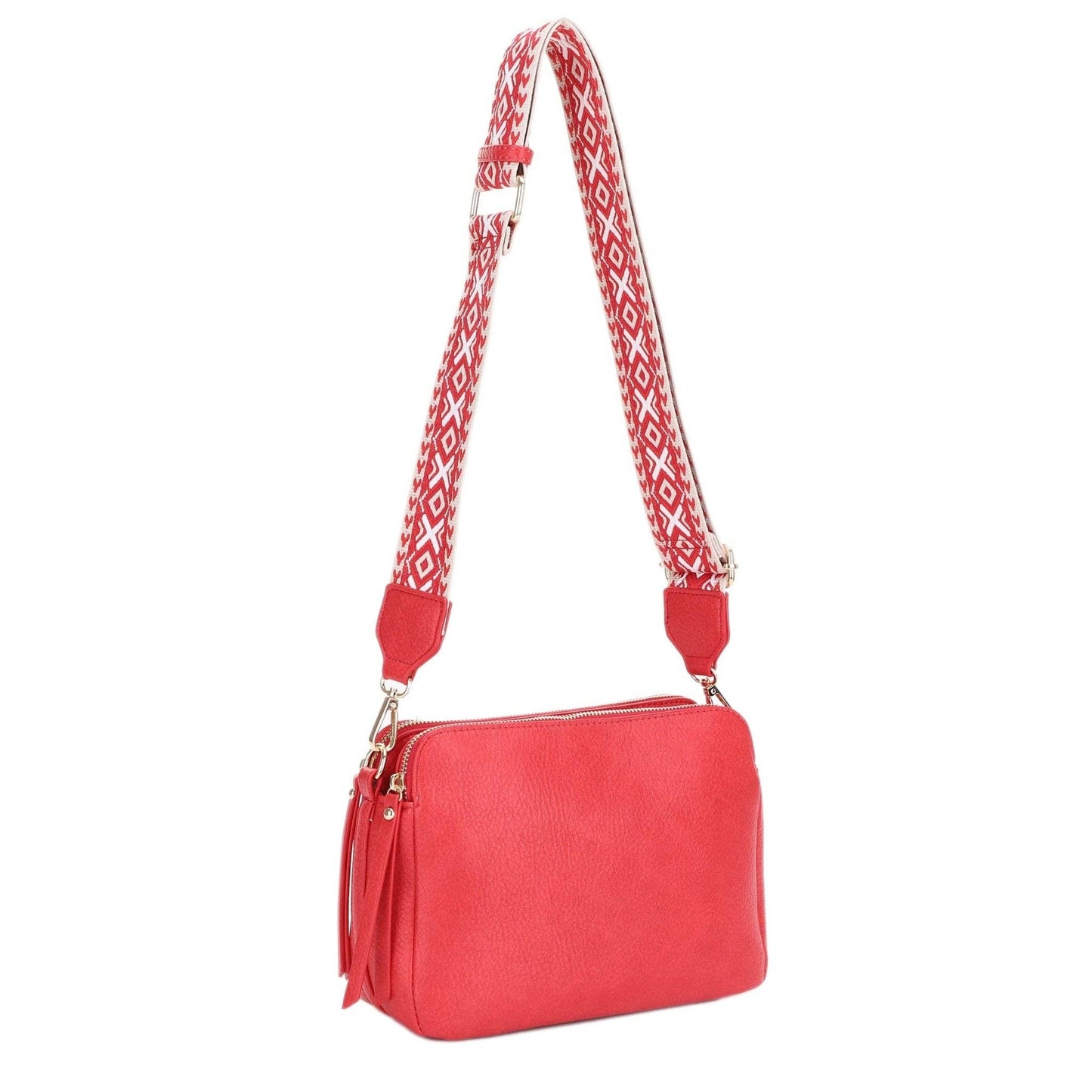 MiMi Wholesale - EJ60197 Mila 3 Compartment Crossbody Bag With Guitar Strap