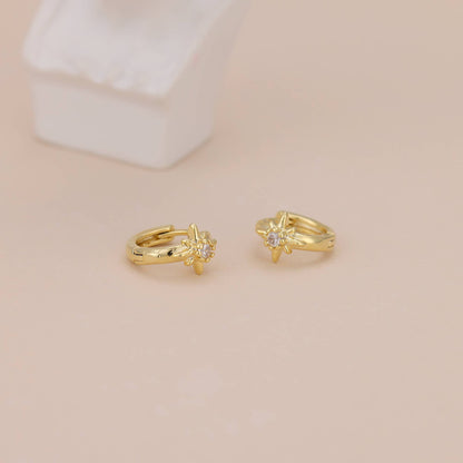 Melange Blanc - E168 star huggie earring, star huggies, star hoop, starburst