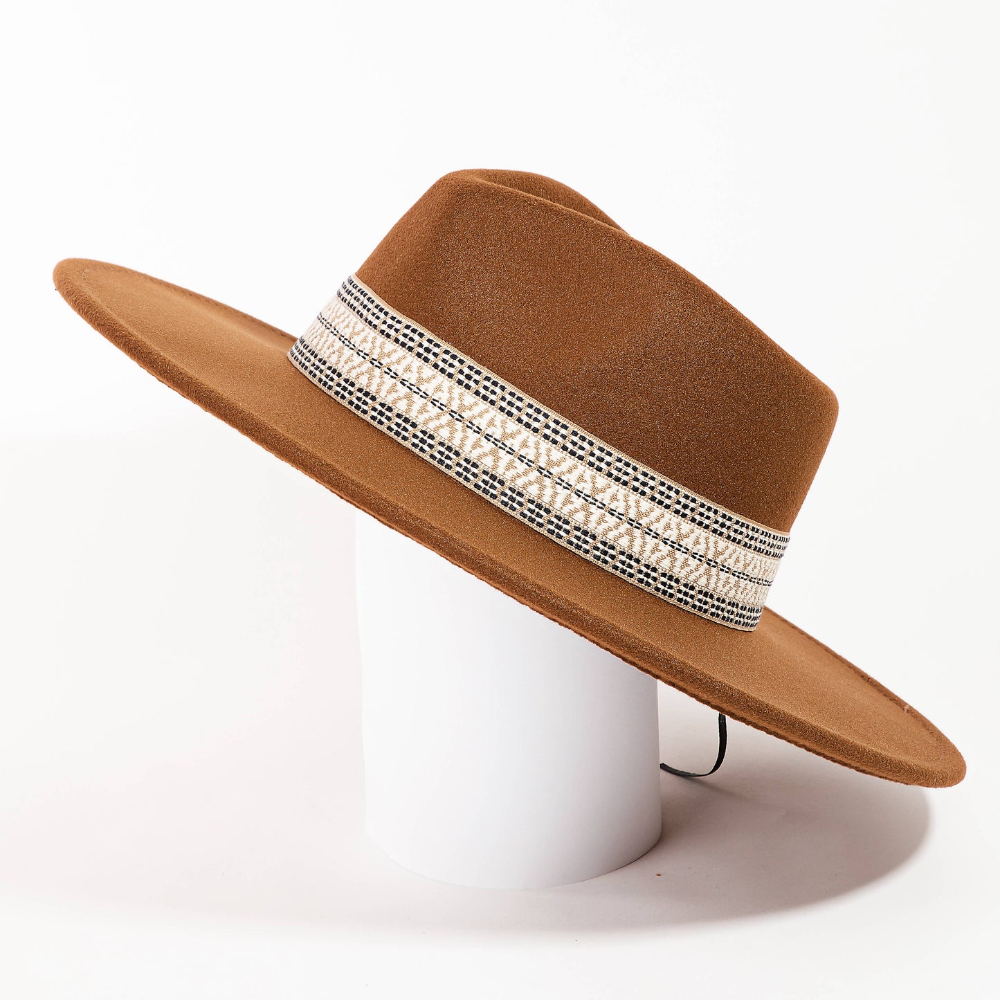 Collections by Fame Accessories - Flat Brim Boho Pattern Band Fedora Hat