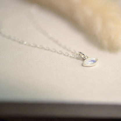 Sela+Sage - Opalite, Rainbow Fire Opal Marquise Charm, Evil Eye Necklace