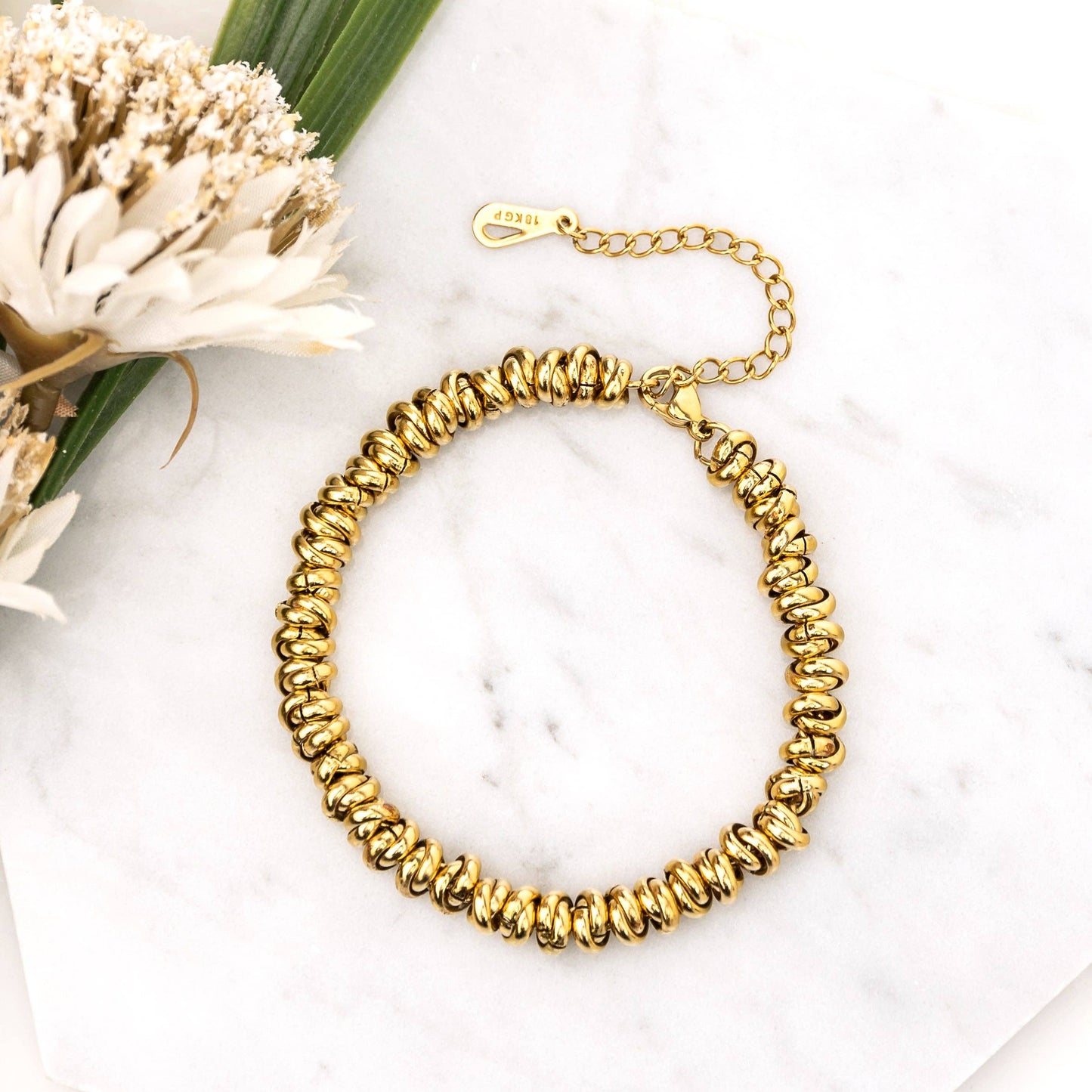 Aili's Corner - 18K STAINLESS STEEL TWISTED BEAD BRACELET