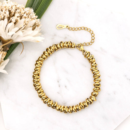 AC121 Aili's Corner - 18K STAINLESS STEEL TWISTED BEAD BRACELET