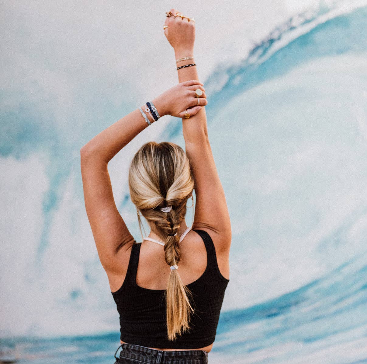 K'lani hair tie bracelets - "Dream" Shades of Blue with Silver Accents Hair Tie Bracelets
