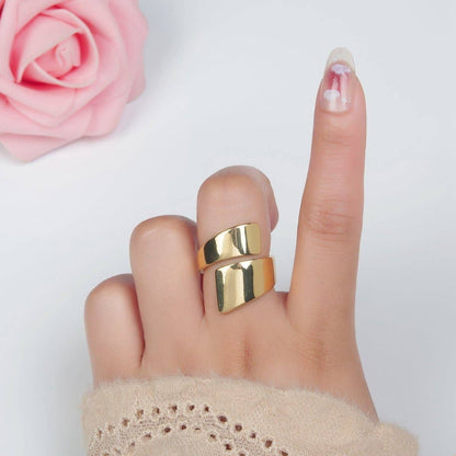 Aim Eternal - 24K Gold Filled Minimalist Double Band Signet Wrap Ring | O1404