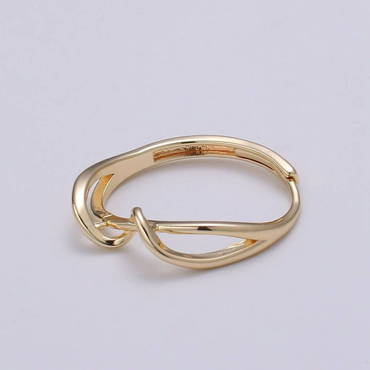 Aim Eternal - Simple Wave Gold Filled adjustable Ring R-250