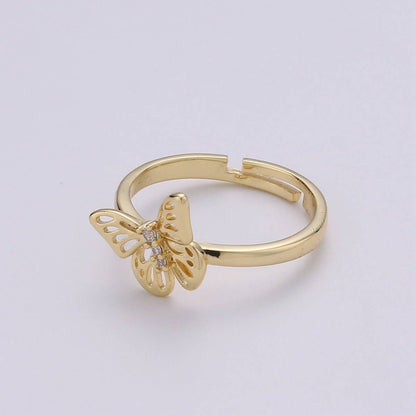 Aim Eternal - 14K Gold Filled Micro Paved CZ Open Butterfly Adjustable Ring | R048