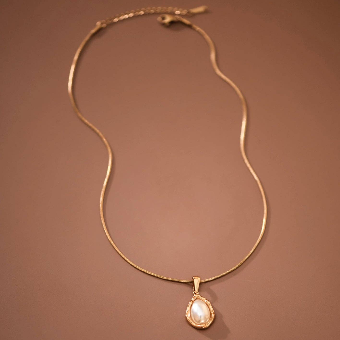 MA219 Mia Accessories - 18K Gold PVD Plated Stainless Steel Minimal Pearl Necklace – 7977