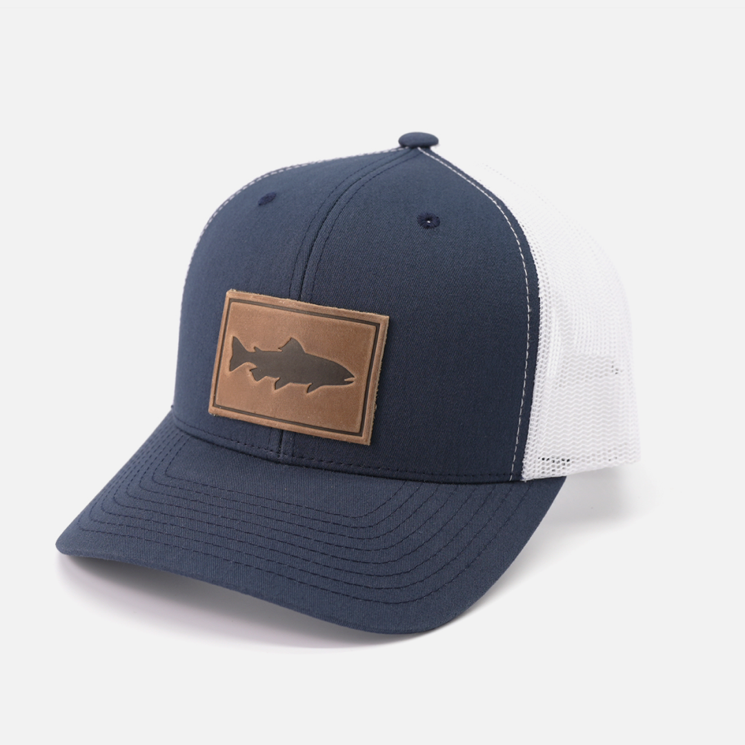 Range Leather Co. - Trout Hat - Leather Patch Trucker Cap