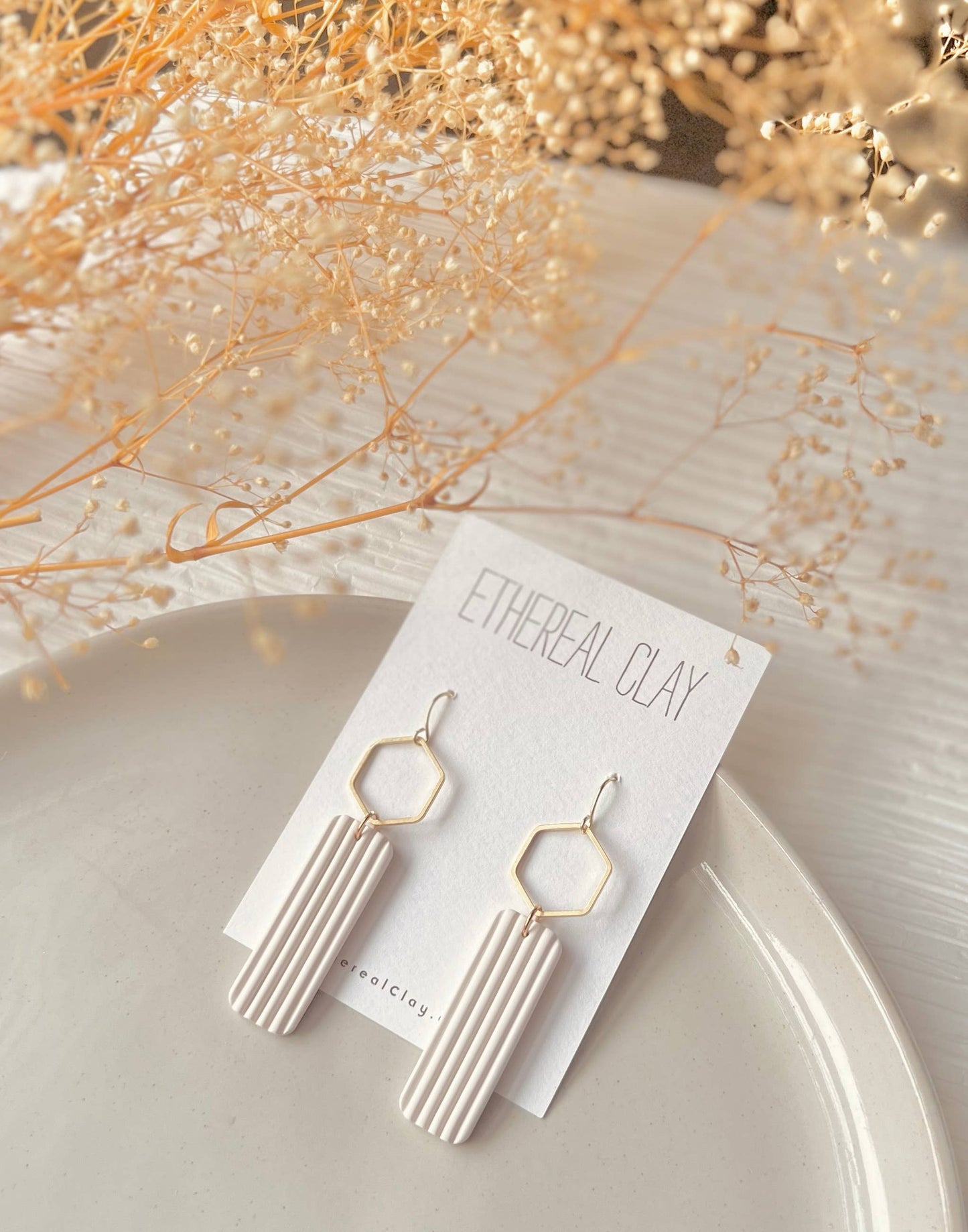 Ethereal Clay - Boho Clay Earrings, Simple Style, Neutral
