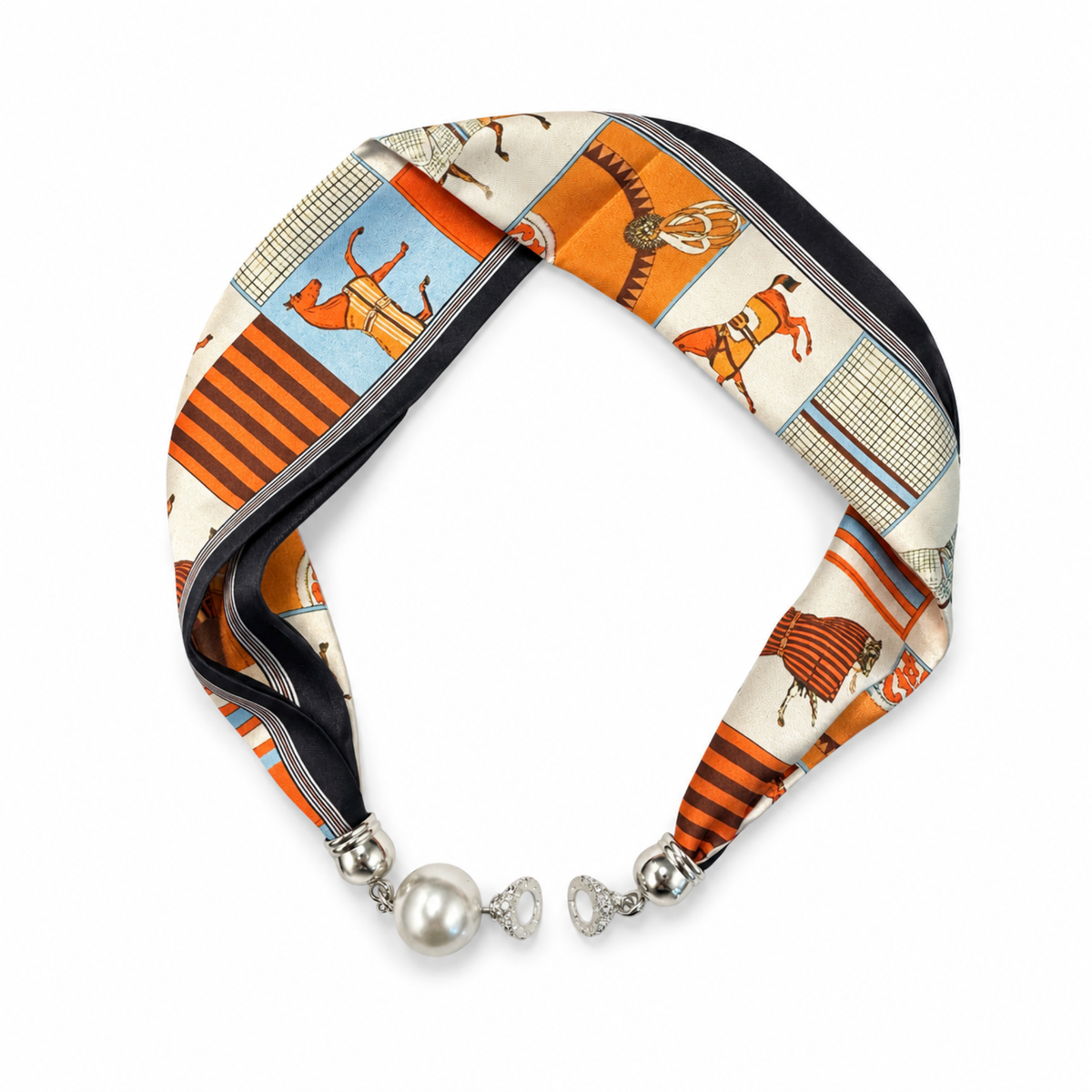 Ellison+Young - Ellison+Young Satin Twilly Scarf Necklace with Jeweled Magnetic Clasp