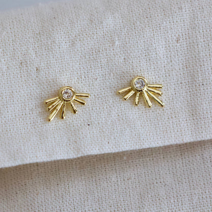 Mesa Blue - CZ Starburst Stud Earrings - Gold Plated Sterling Silver