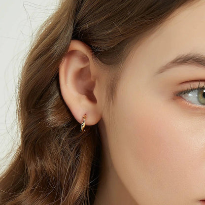 Melange Blanc - Ariel twisted huggie hoop earrings, twist hoop earrings