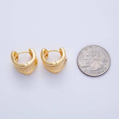 Aim Eternal - 18K Gold Filled 15.5mm Wide Molten Curved Geometric Huggie Earrings | Earrings-00039