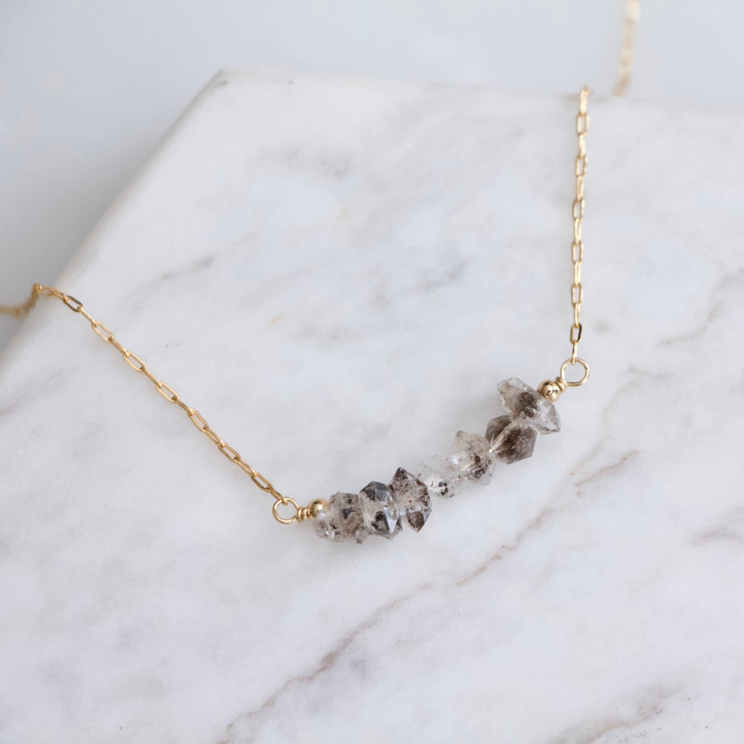 Mesa Blue - Herkimer Diamond Chip Necklace - Gold Filled