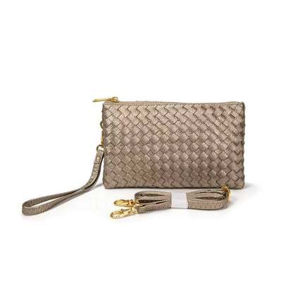 MiMi Wholesale - 7050 Kathy Woven Three Compartment Clutch/Crossbody Bag
