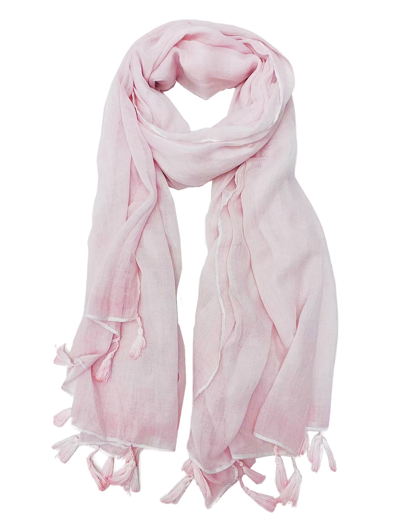 JC Sunny Fashion - Solid Tassel-Trim Scarf