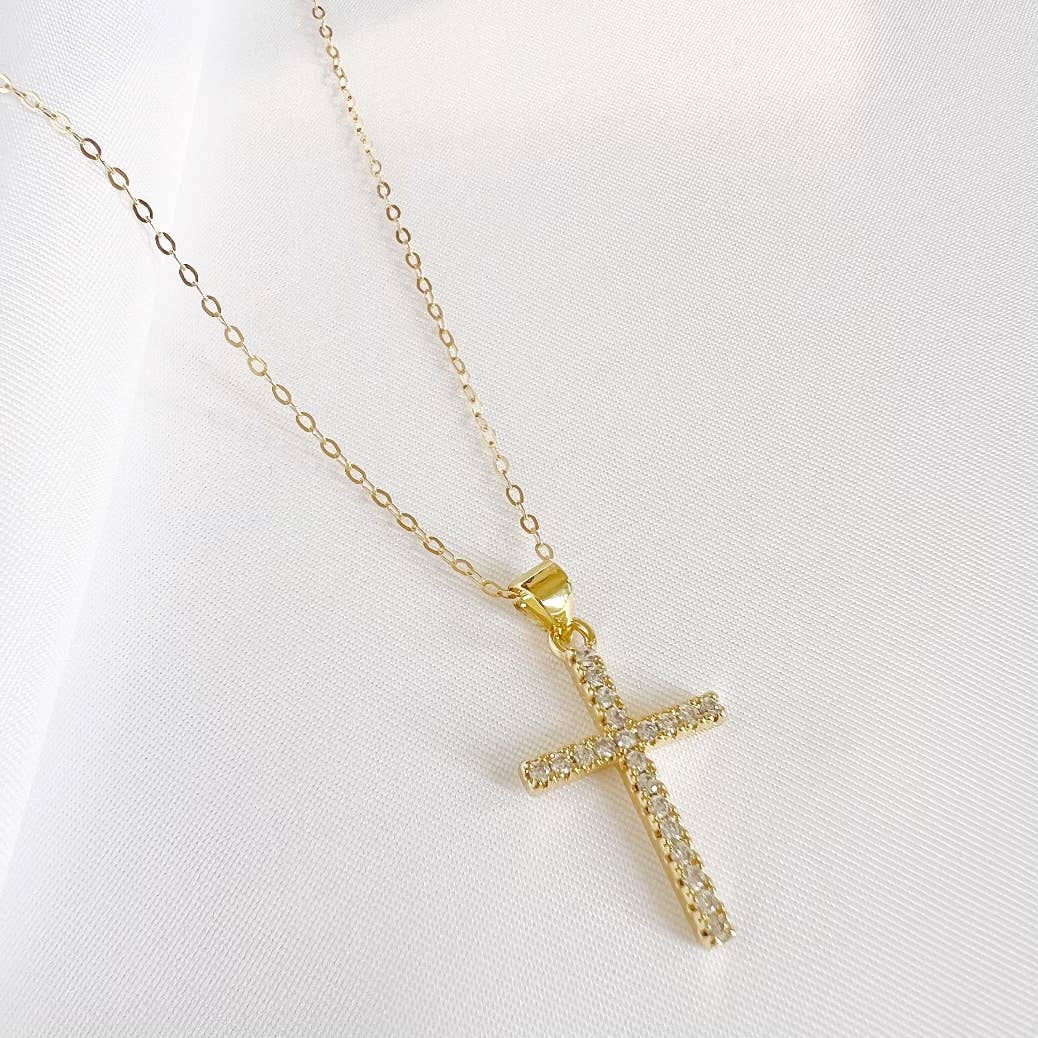 True by Kristy Jewelry - Cross Religious Cz Necklace Gold Filled