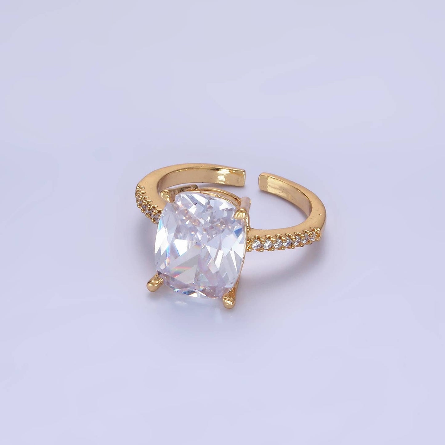 Aim Eternal - 14K Gold Filled Clear Oval CZ Micro Paved Solitaire Ring