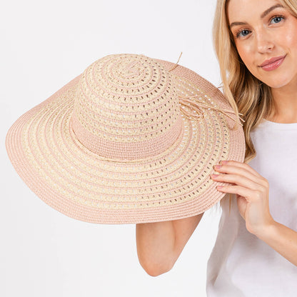 Hana - Striped Pattern Wide Brim Summer Floppy Sun Hat