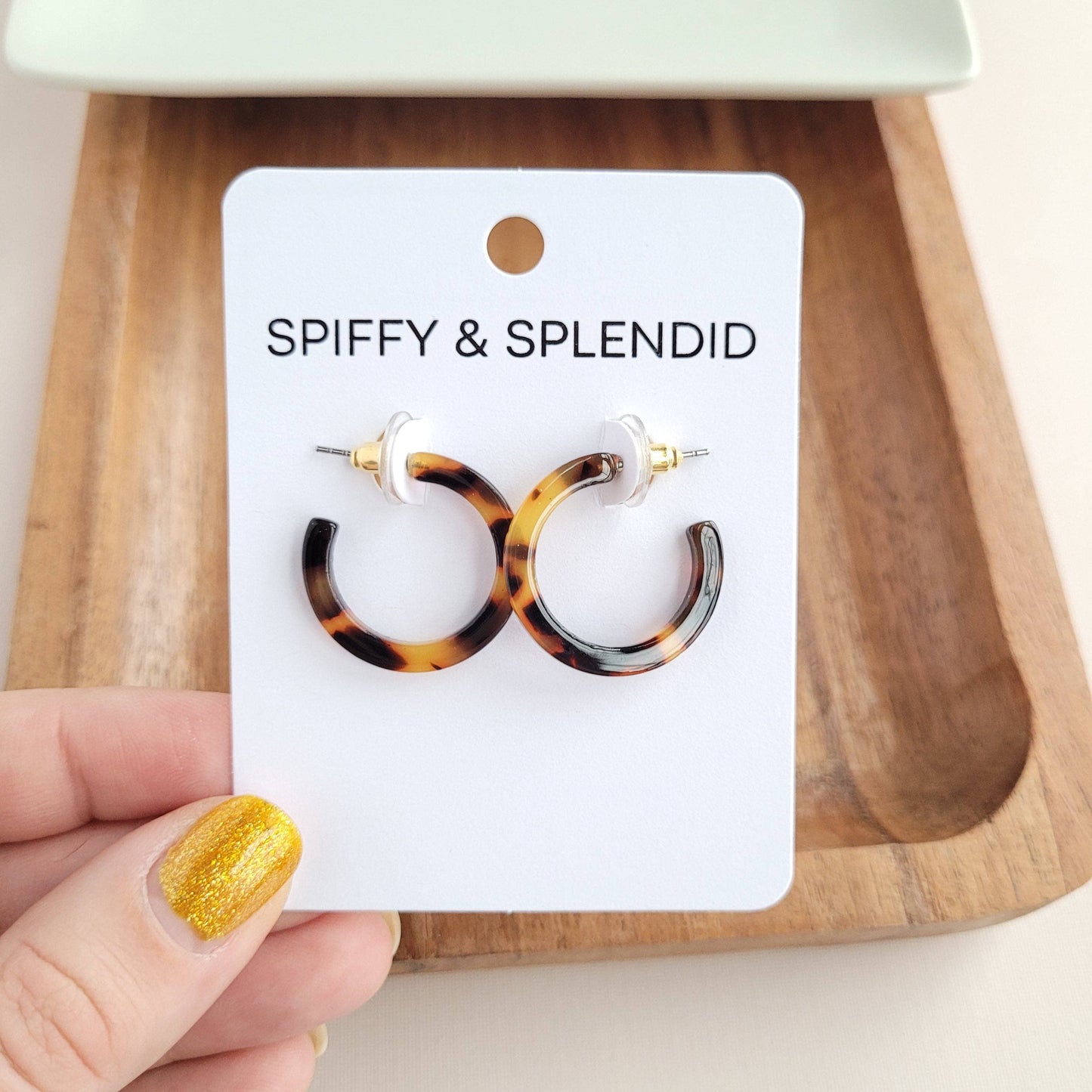 Spiffy & Splendid - Cam Mini Hoops - Tortoise //  Earrings, Jewelry