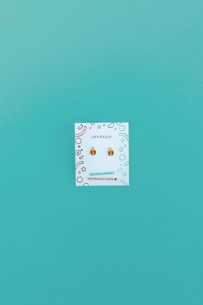 JaxKelly - Ladybug Enamel Flat Back Kids Earrings