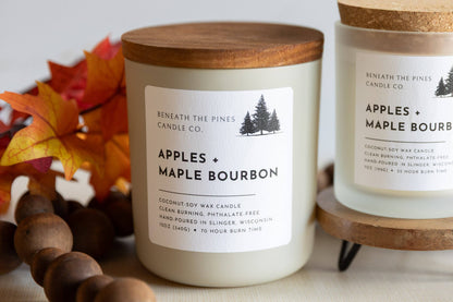 Beneath The Pines Candle Co. - Apples + Maple Bourbon: Coconut-Soy Candle
