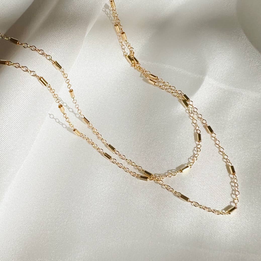 True by Kristy Jewelry - Jake Bar Cable Layering Chain Necklace Gold Filled