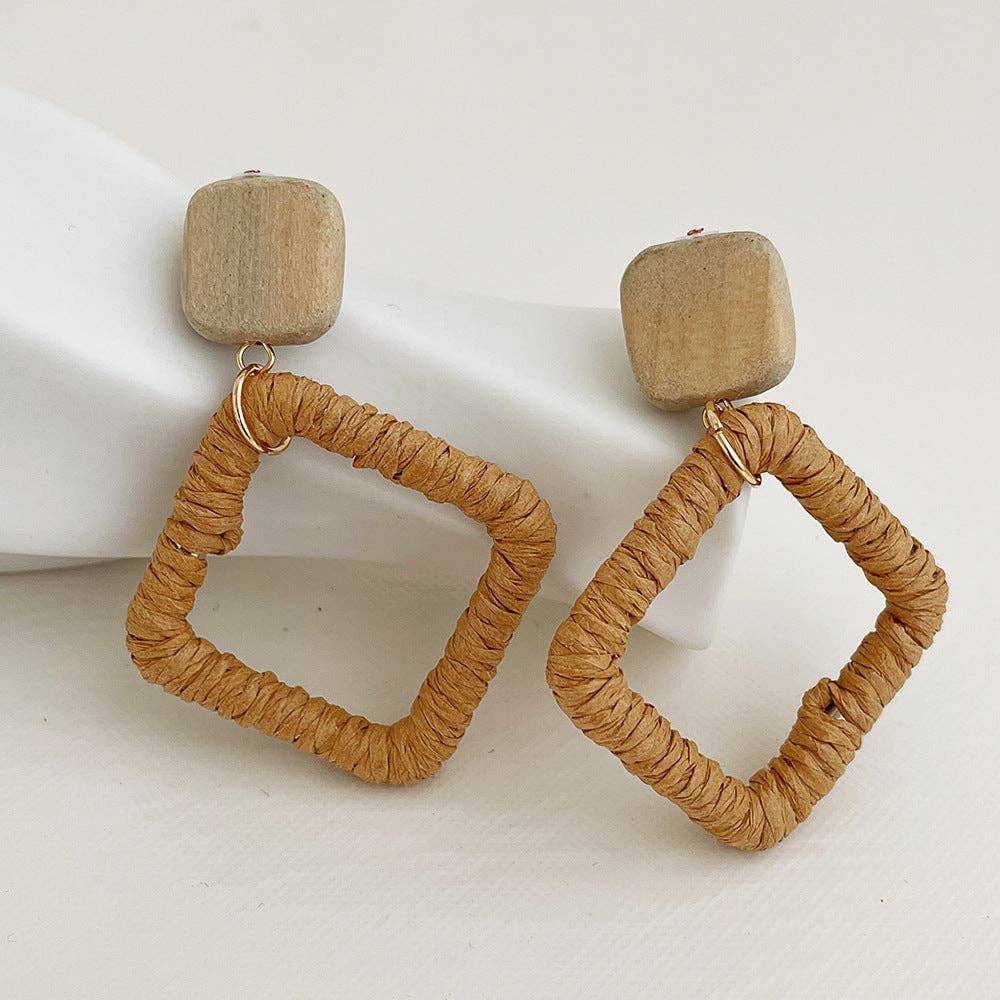 Dipped Shop - Vintage Elegant Wooden Rattan Earrings DPJE1721
