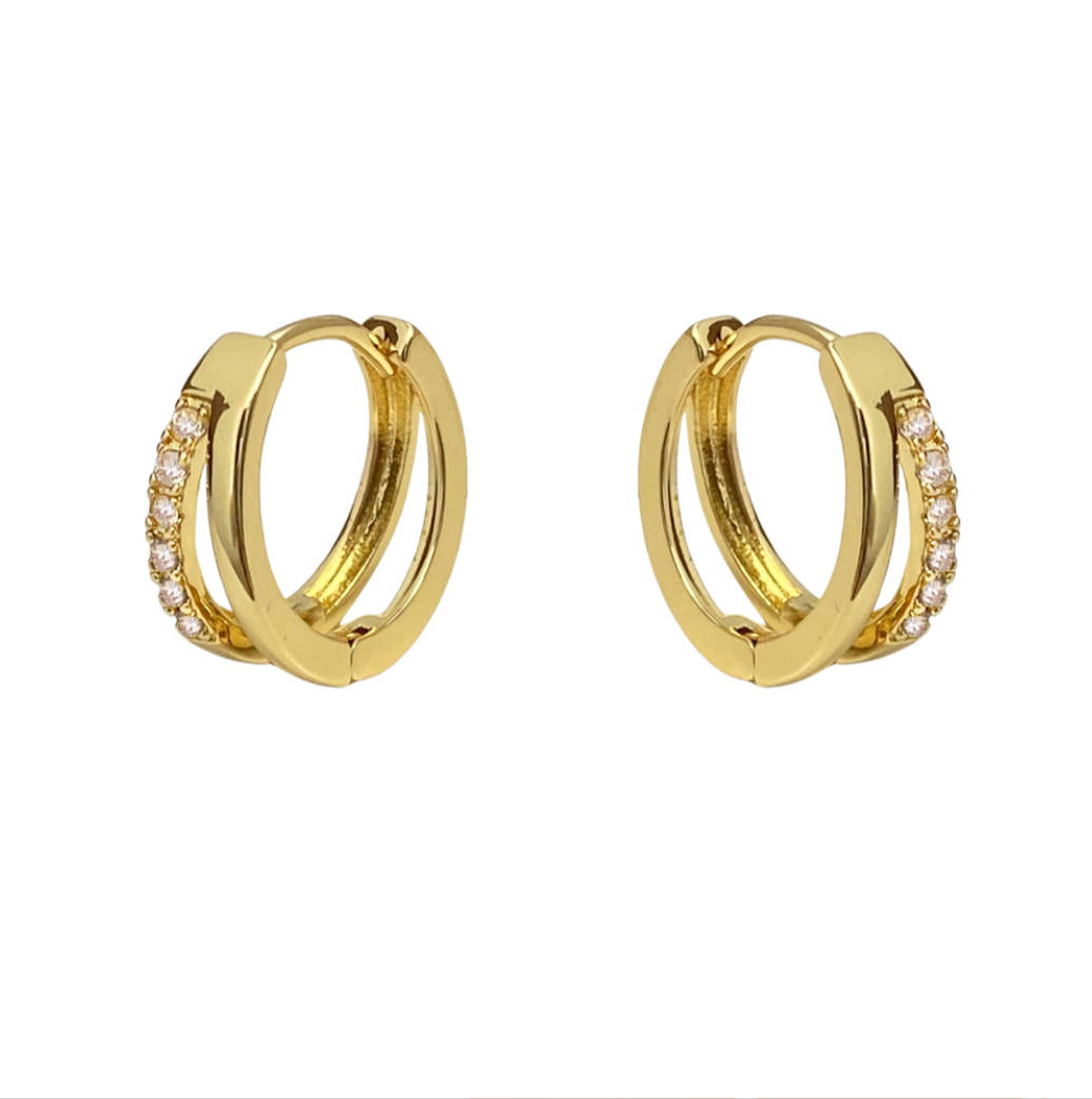 Melange Blanc - E182 double hoop huggie earring, double hoop earring