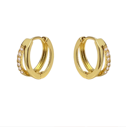 Melange Blanc - E182 double hoop huggie earring, double hoop earring