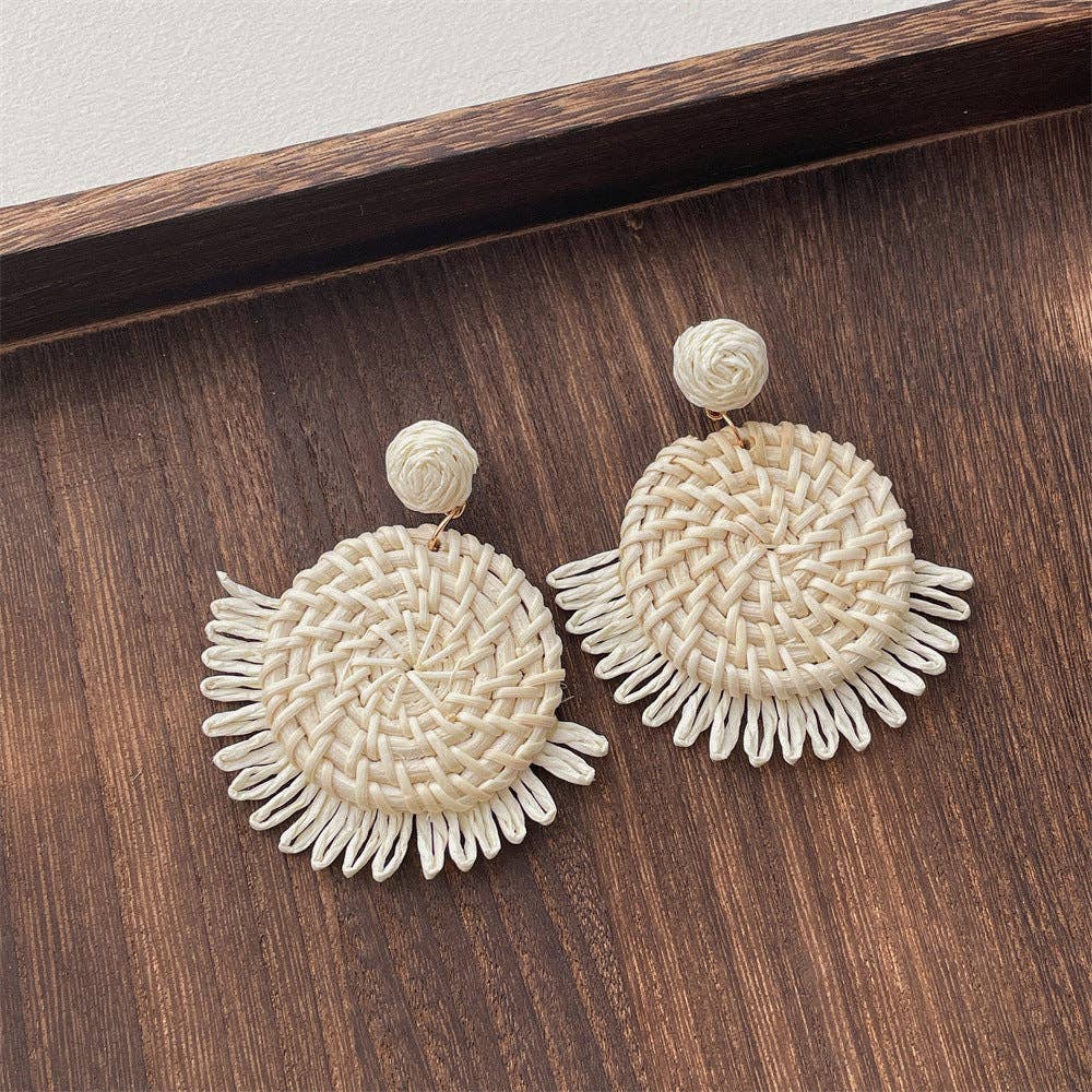 Dipped Shop - Vintage Handwoven Rattan Grass Earrings DP25D776