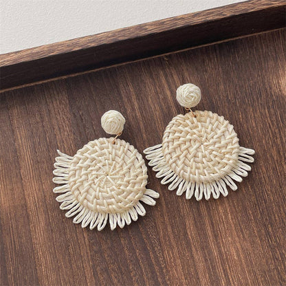 Dipped Shop - Vintage Handwoven Rattan Grass Earrings DP25D776
