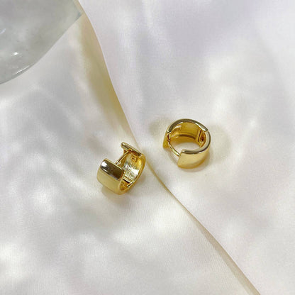 Melange Blanc - E233 wide huggie hoops, gold wide huggie, gold hoops