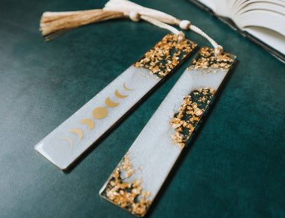 Dège Creative - White Moon Phases & Geode Bookmark