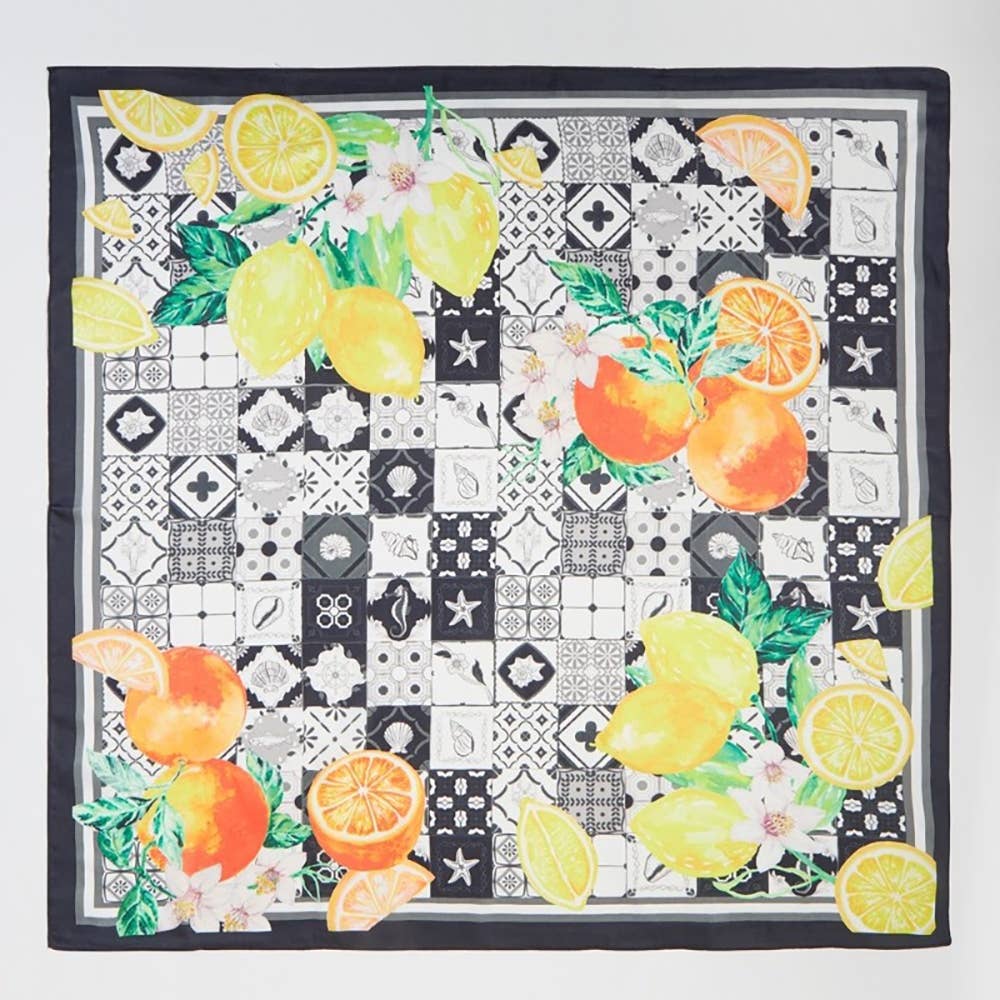 Anarchy Street - Lemon And Orange Print Square Bandana Scarf