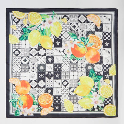 Anarchy Street - Lemon And Orange Print Square Bandana Scarf