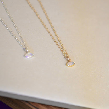 Sela+Sage - Opalite, Rainbow Fire Opal Marquise Charm, Evil Eye Necklace