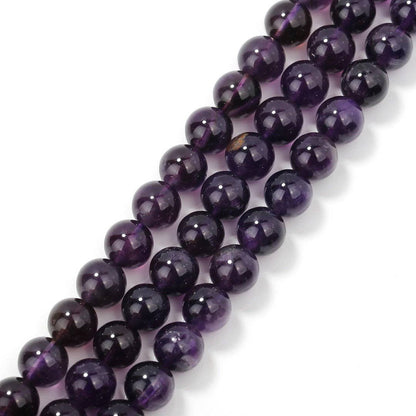 CRCBEADS - Natural Amethyst Smooth Round Beads 4mm 6mm 8mm 10mm 12mm Approx 15.5" Strand