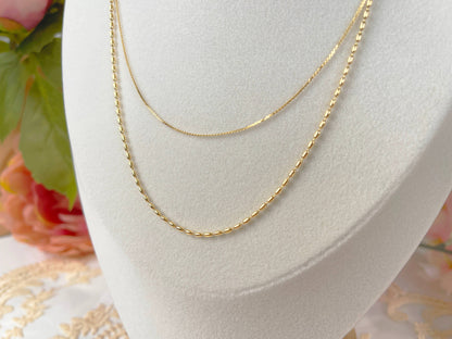 Melange Blanc - N018 gold double strand dainty chain minimalist necklace