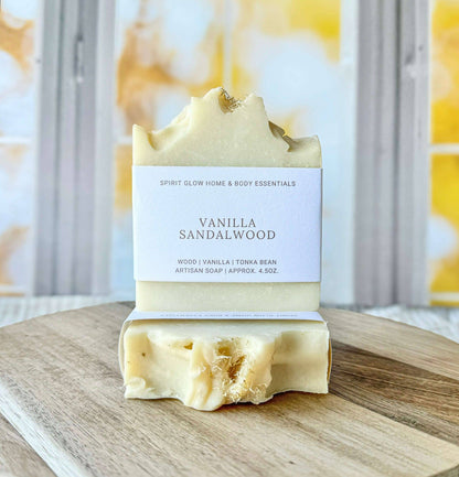 Spirit Glow Home & Body Essentials - Vanilla Sandalwood - Handcrafted Artisan Soap Bar