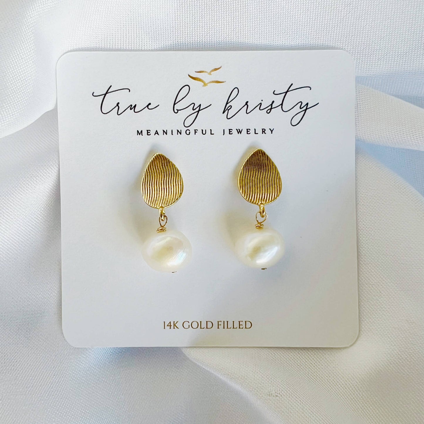 True by Kristy Jewelry - Annie Freshwater Pearl Stud Earrings Gold Filled